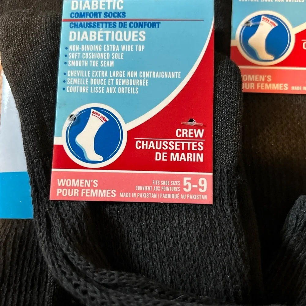 Women’s Socks Diabetic Friendly 2 Pair Crew 5-9 1 Pair One Size